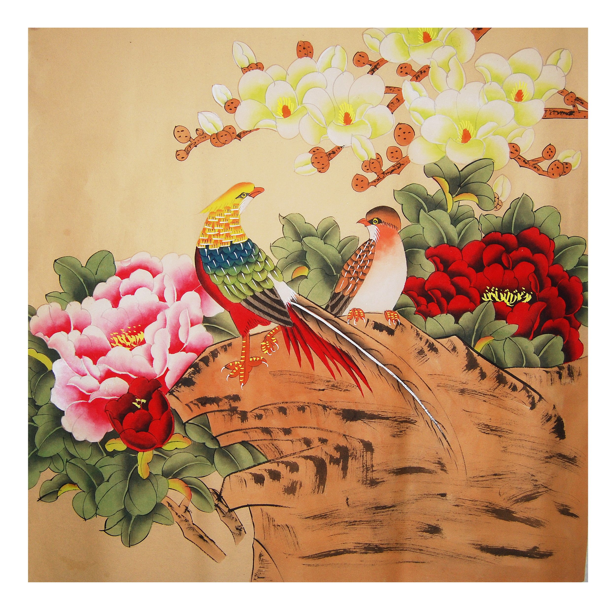 特价国画风水字画装饰客厅孔雀锦鸡牡丹花鸟国画