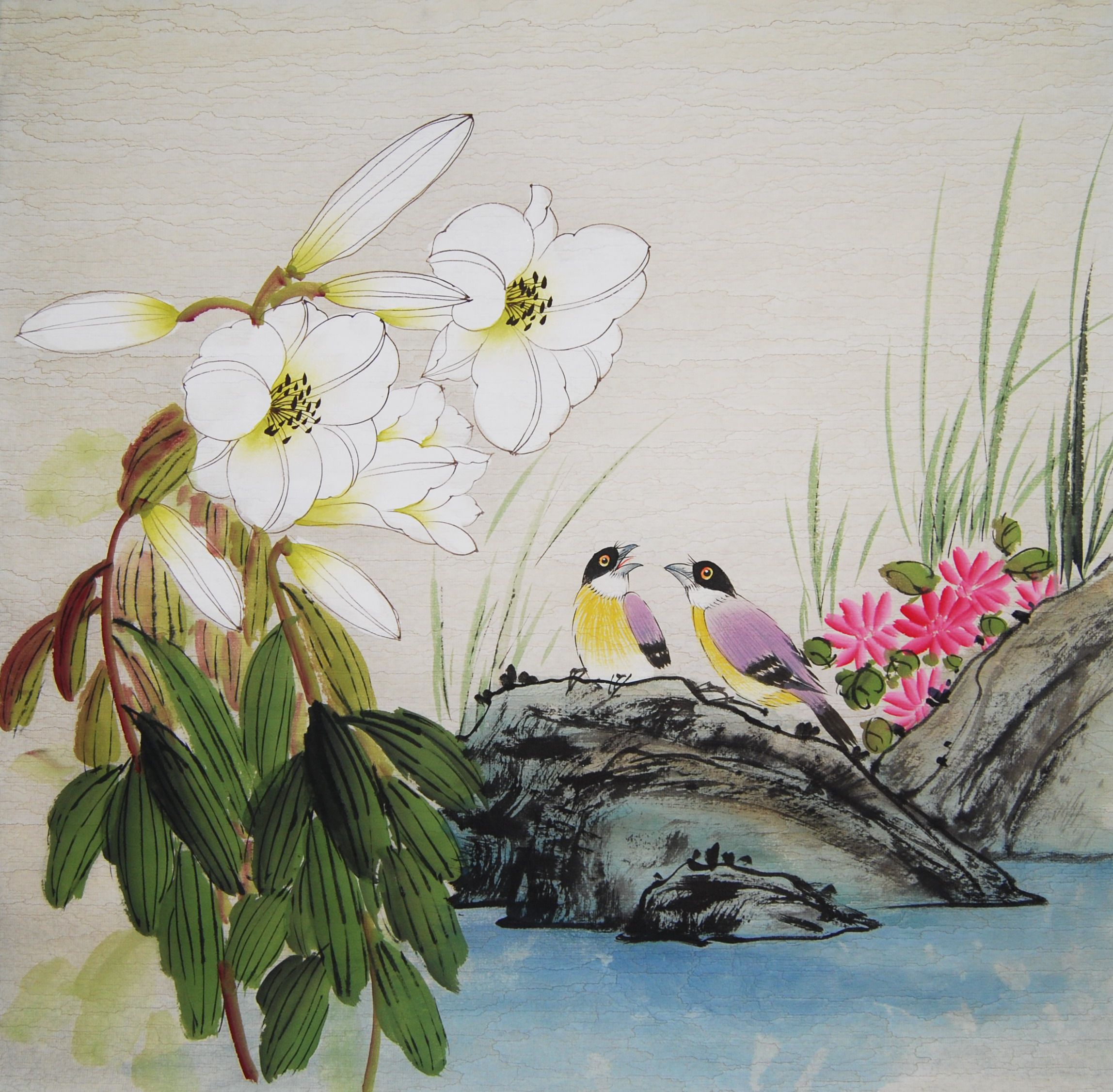 特价手绘三尺斗方写意国画花鸟原稿画心水墨国画