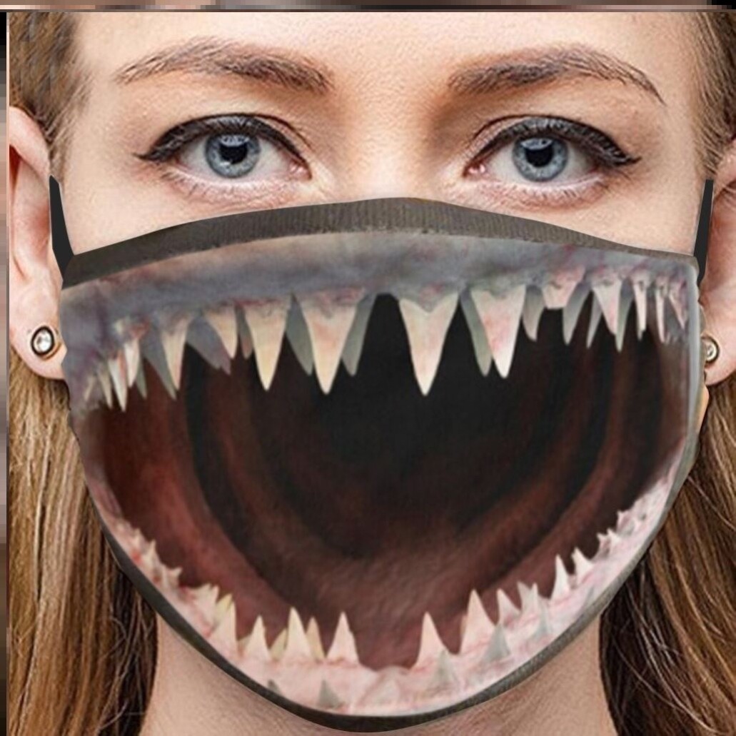 口罩人脸社死恶搞搞笑大嘴大笑带笑脸的仿真口罩