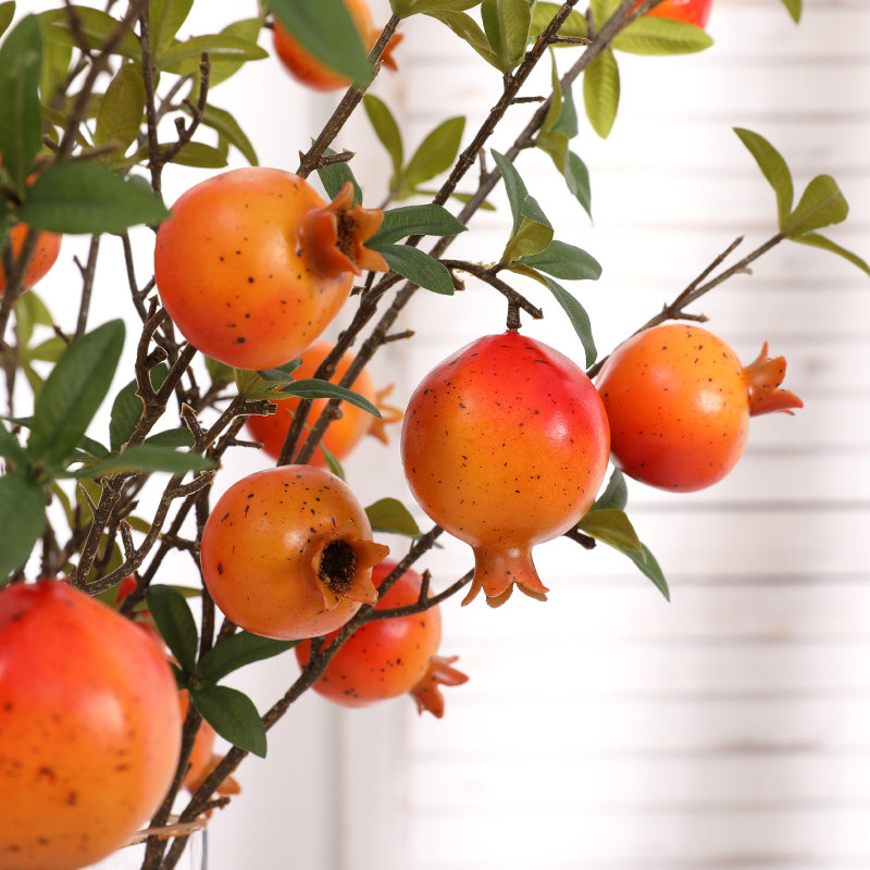 6头石榴仿真花假树枝多子多福美式客厅餐桌仿真花