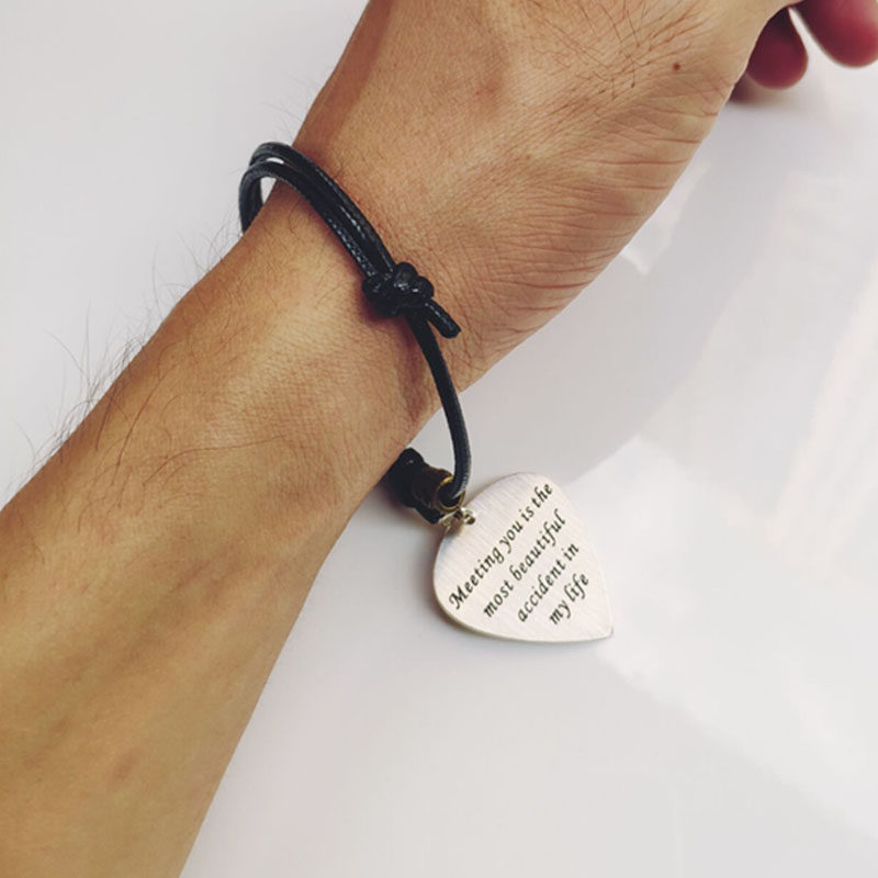 纯银定制吉他拨片手链项链刻字照片学生情侣拨片