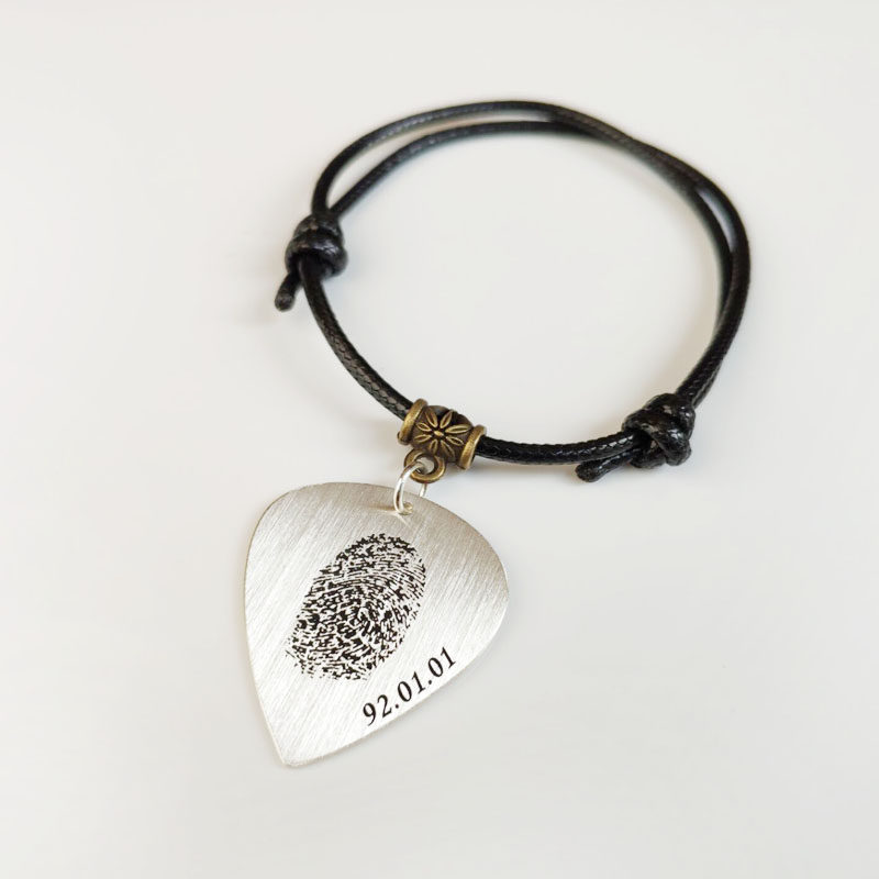 纯银定制吉他拨片手链项链刻字照片学生情侣拨片