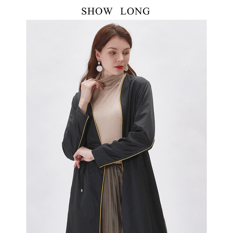 舒朗春季新款时尚通勤简约中长风衣外套dsr1h01风衣