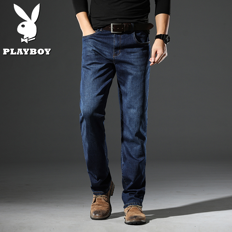 花花公子牛仔裤男加肥加大春秋新款宽松直筒裤子胖人胖潮肥佬男裤