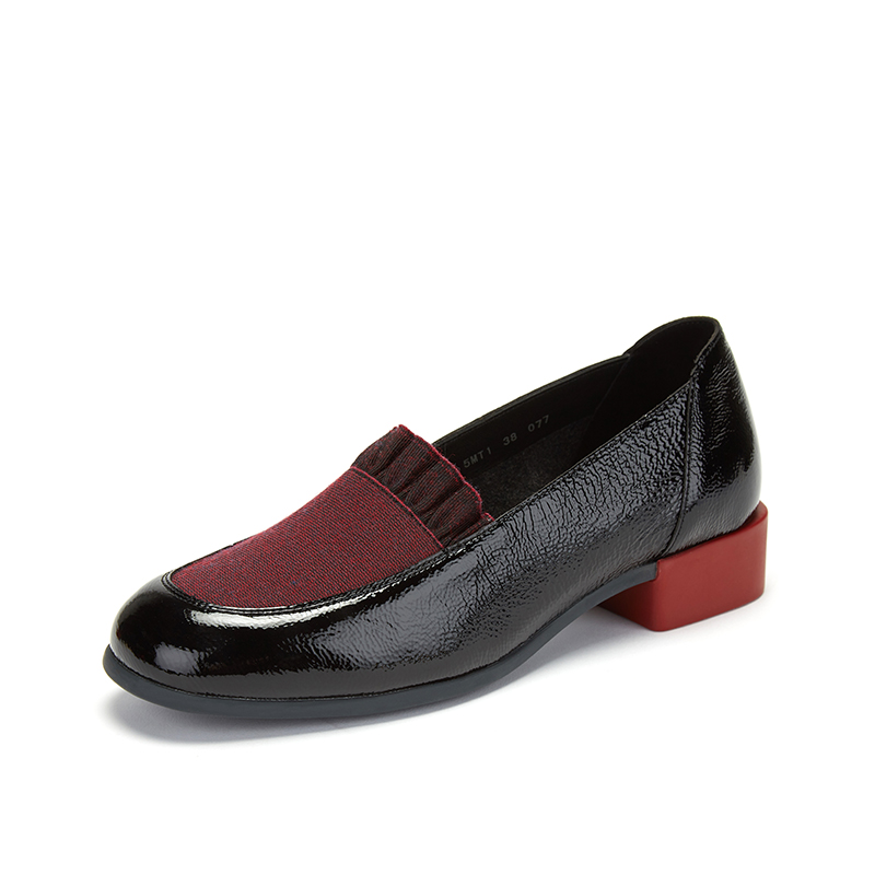 achette雅氏5mt1秋冬乳胶胶底优雅荷叶真皮女鞋单鞋