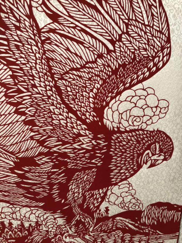 剪纸老鹰大展宏图特色手工艺外事送礼佳品客厅办公室装饰剪纸