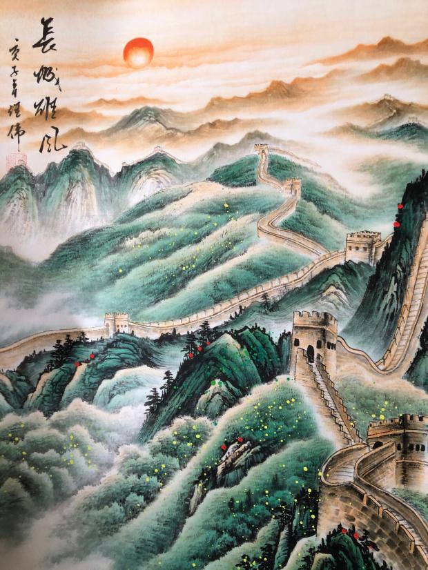 万里长城靠山图竖山水画国画字画无水客厅办公室装饰国画