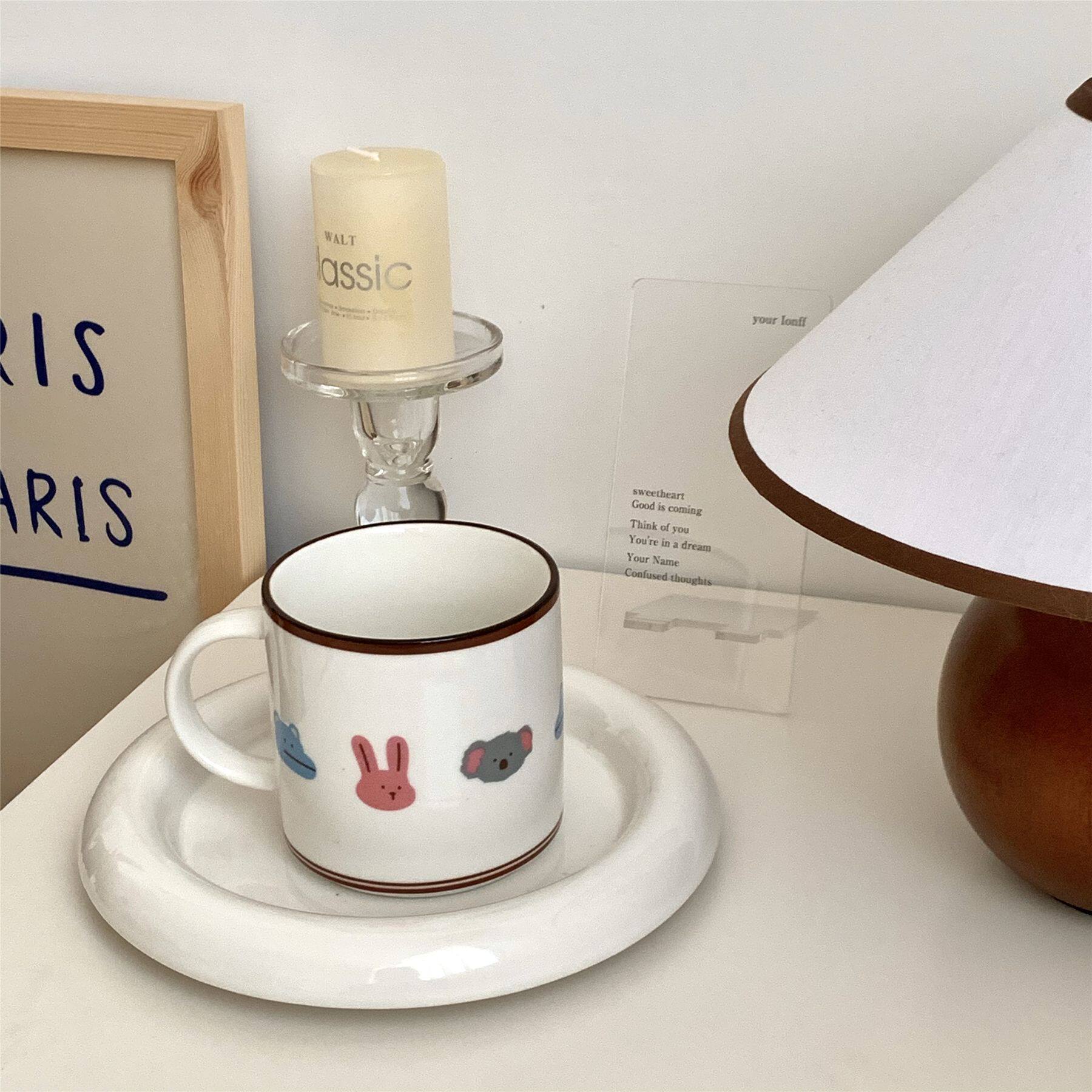 ins韩国创意简约陶瓷瓷杯可爱动物头像马克马克杯