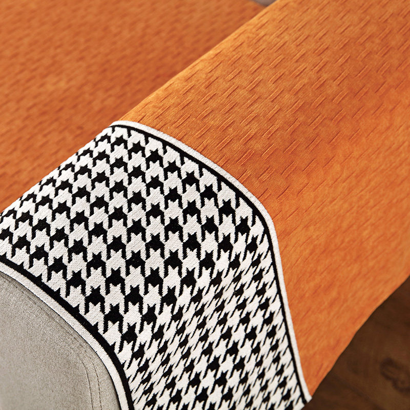 北欧沙发垫千鸟格轻奢简约现代四季通用防滑高档新中式雪尼尔盖布