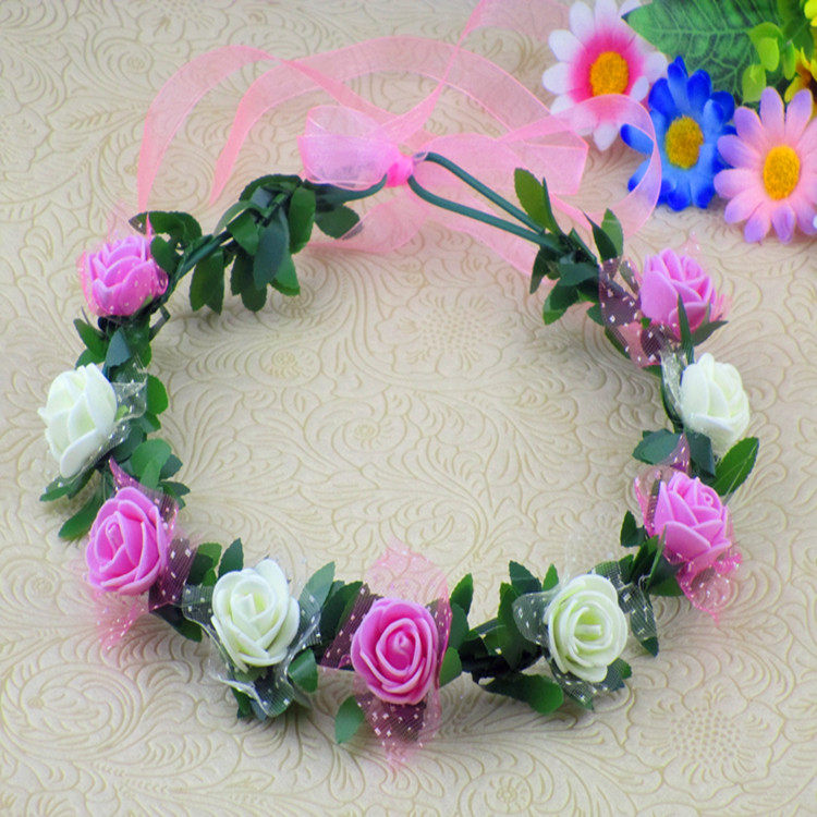 六一儿童节演出头饰花环幼儿舞蹈发饰头环玫瑰花头花宝宝表演发箍
