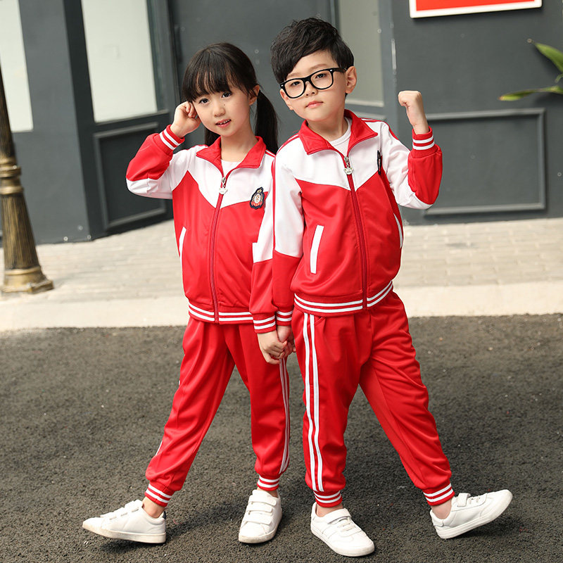 幼儿园新款学院园春秋款班小学生校服红色英伦风老师校服