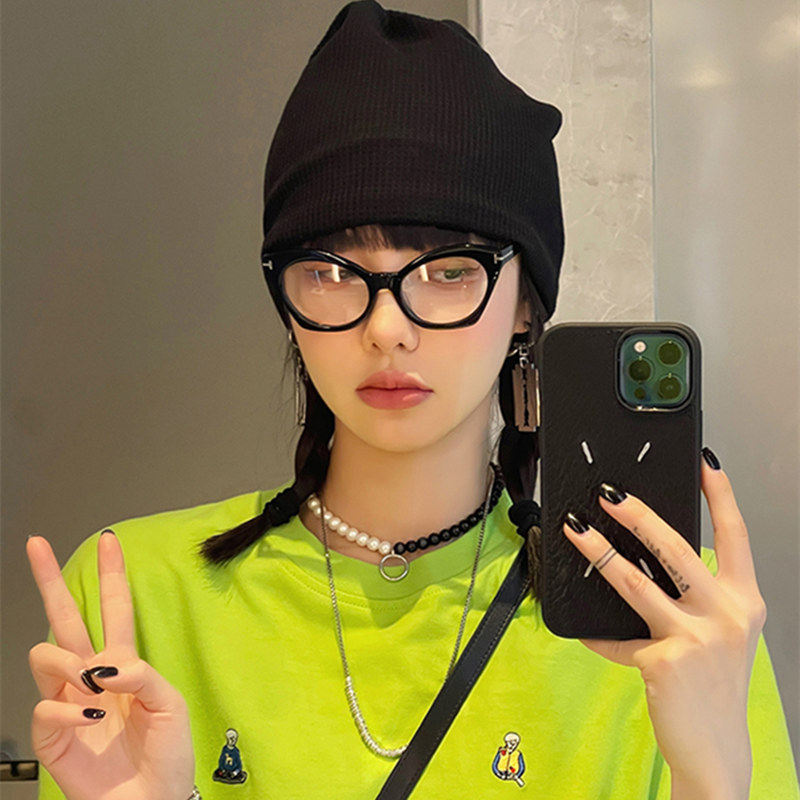 mona同款蓝光眼镜近视复古猫眼蝶形黑框粗框防蓝光镜