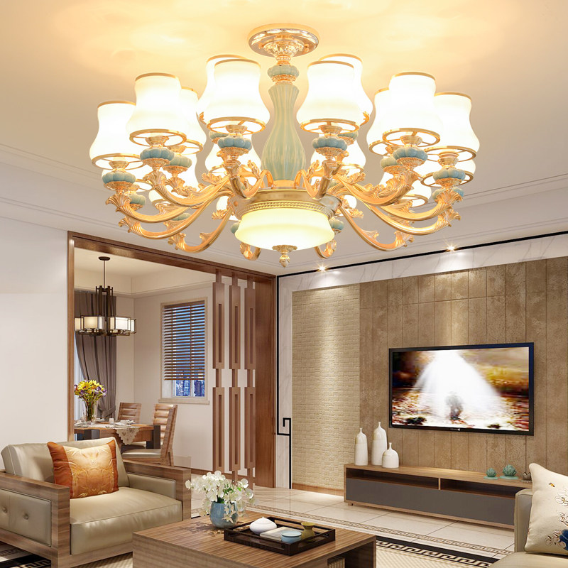 欧式吊灯客厅灯简约现代吸顶吊灯主卧室餐厅吊灯奢华大气客厅吊灯
