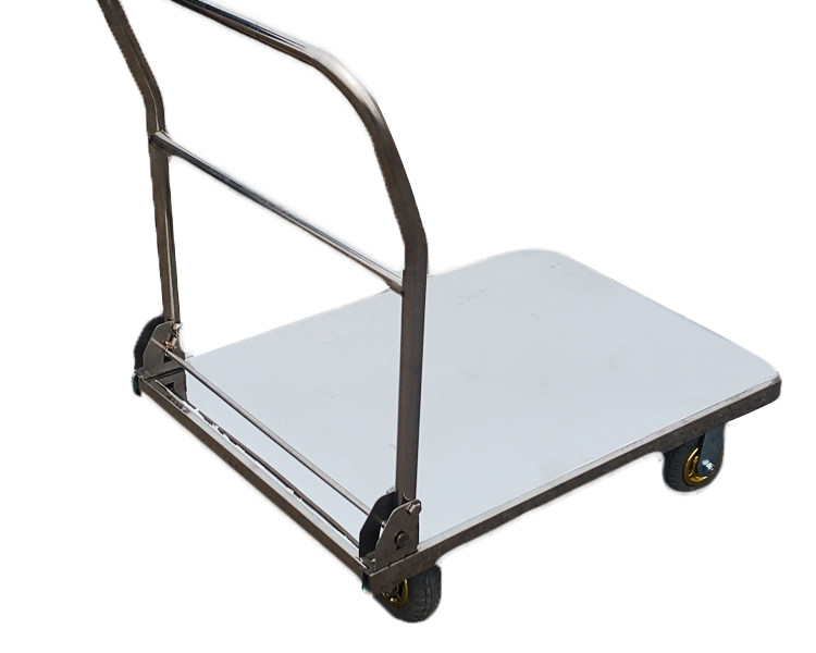 304不锈钢平板车推折叠静音手推车