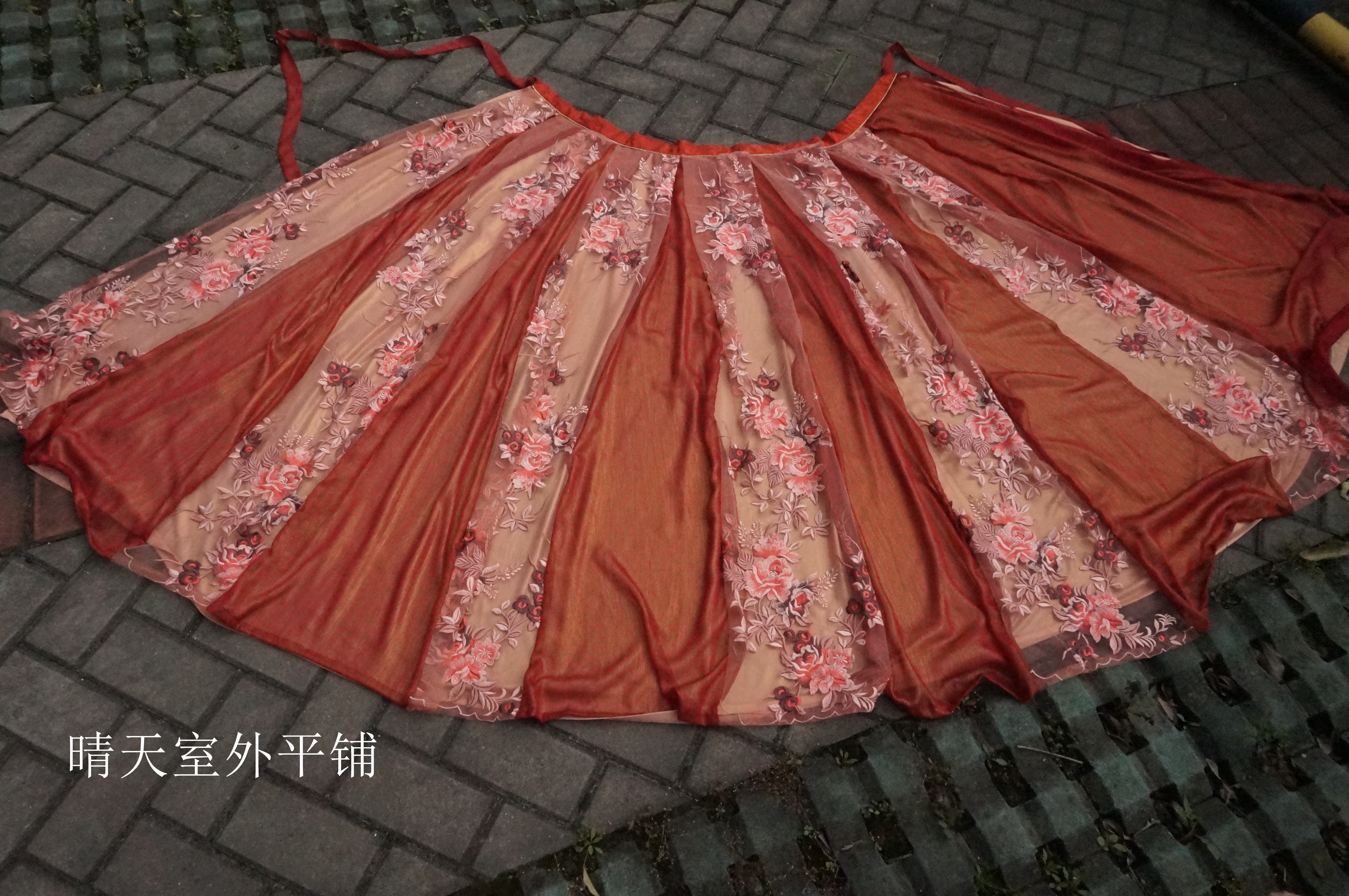 【江春夜】云河千色汉服一片式十二破间色华丽绣花洒金齐胸齐腰裙