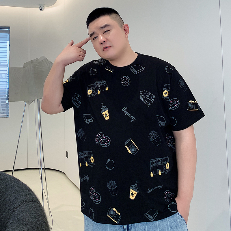 thepang夏加肥加大韩版宽松潮流大码男装胖子短袖T恤肥佬半袖体恤