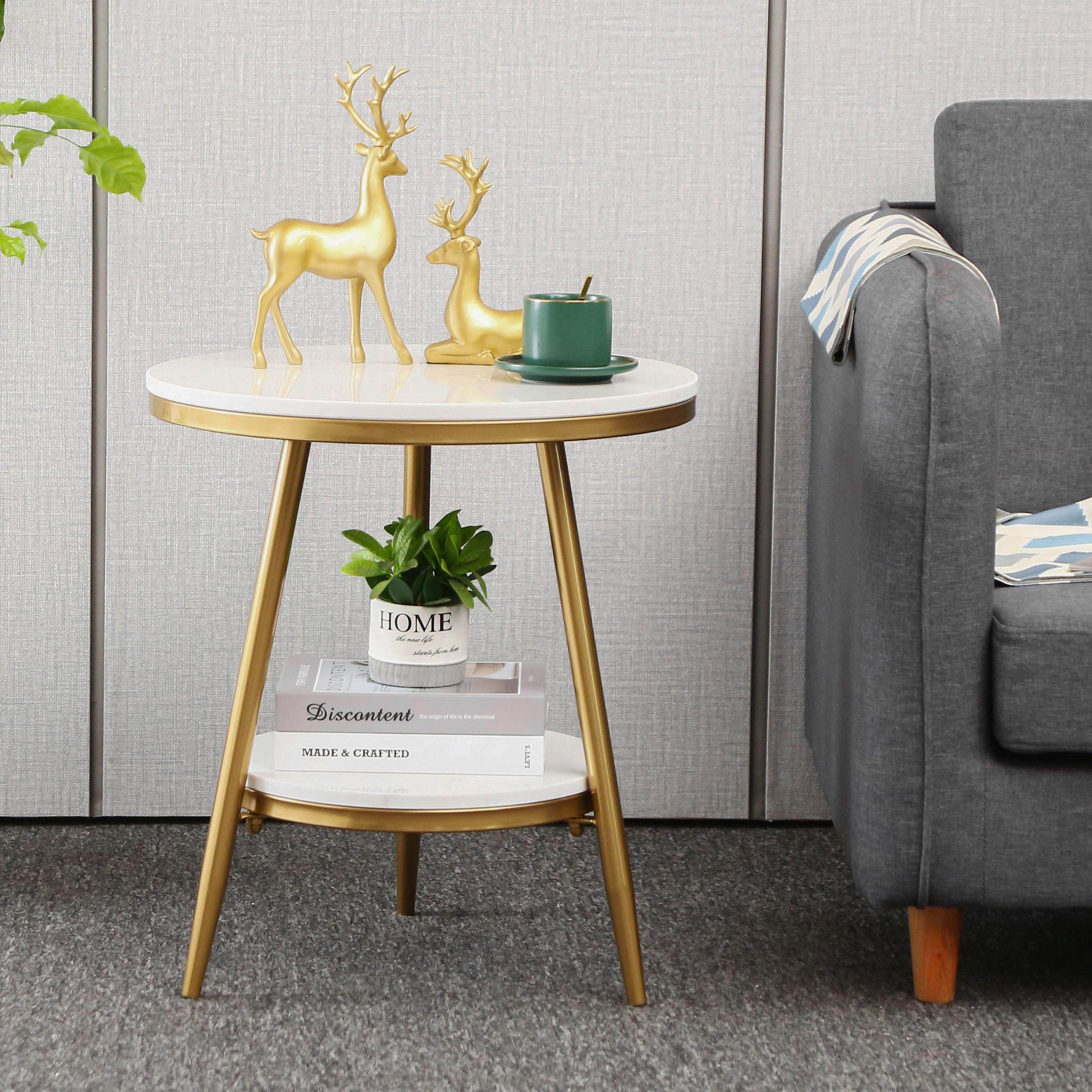 北欧小圆轻奢创意床边圆桌边桌阳台沙发客厅角几