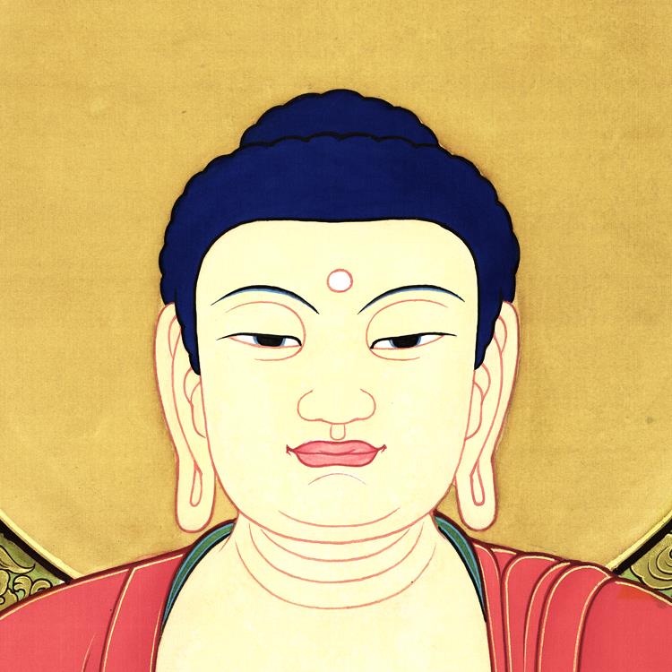 丁观鹏阿弥陀佛卷轴条幅真迹高清复制品中式人物画装饰国画