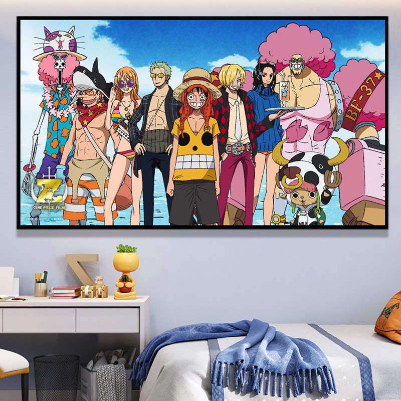 海贼王全家福十字绣新款动漫卡通客厅卧室家用挂画小件十字绣套件