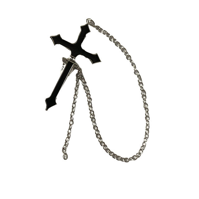 酷炸街.链条锁链暗黑十字架耳环酷女孩个性耳饰