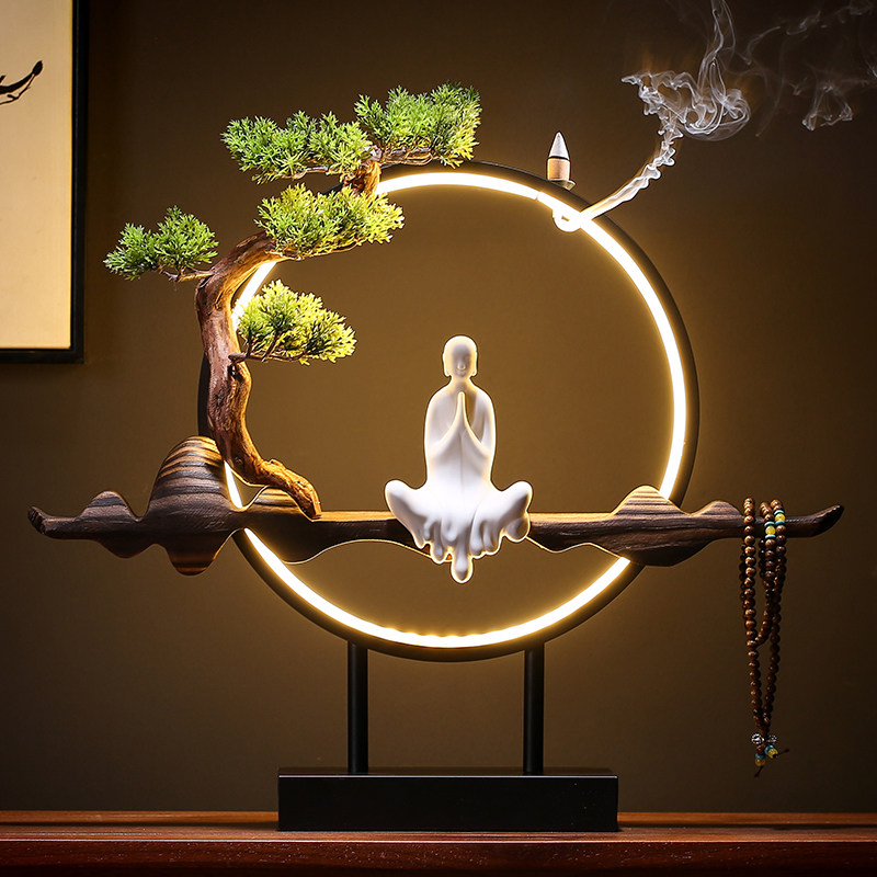 新中式倒流会所办公室招财玄关客厅流香摆件禅意摆件