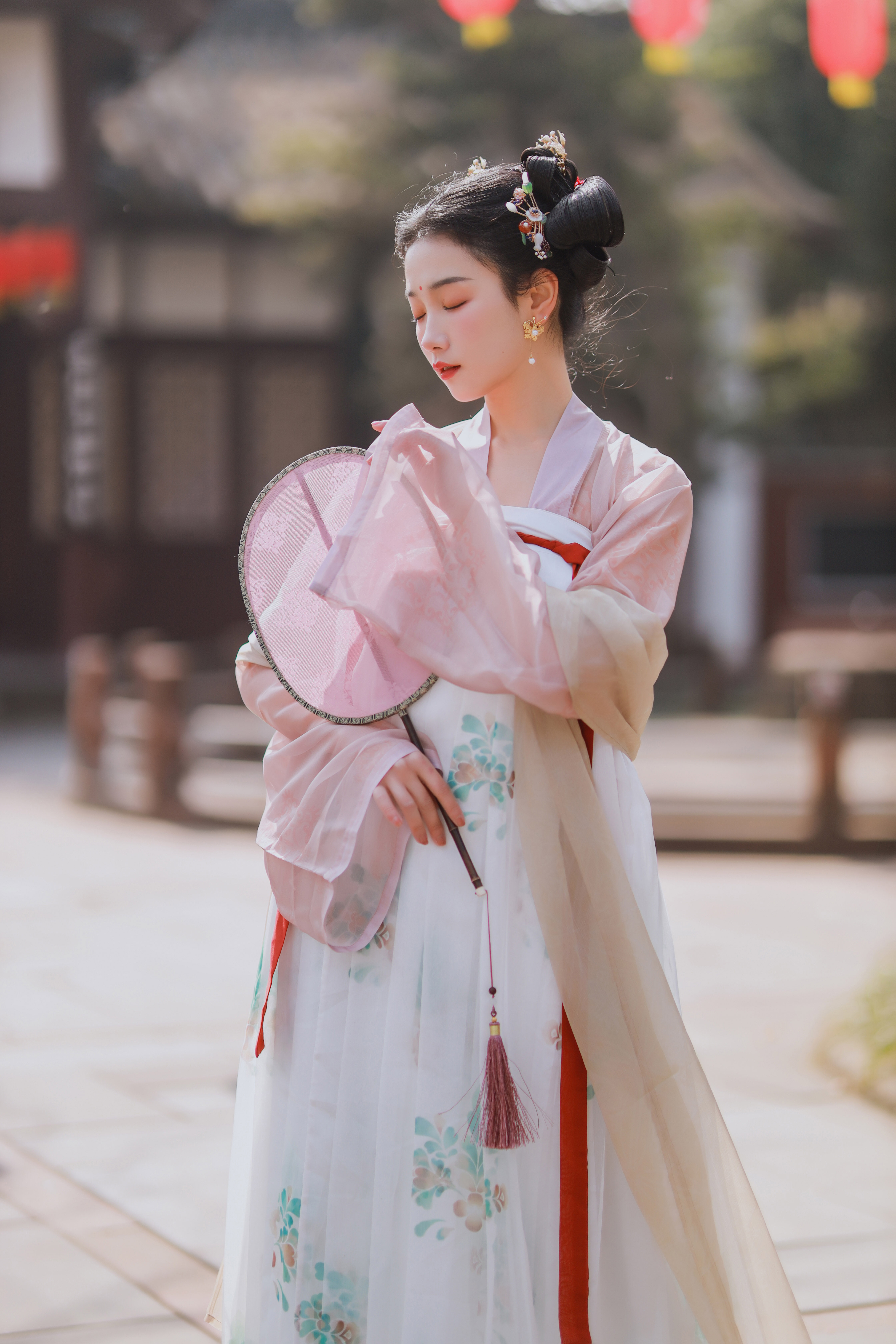 掉落现货撷芳集唐风齐胸印花破裙汉服汉服定制