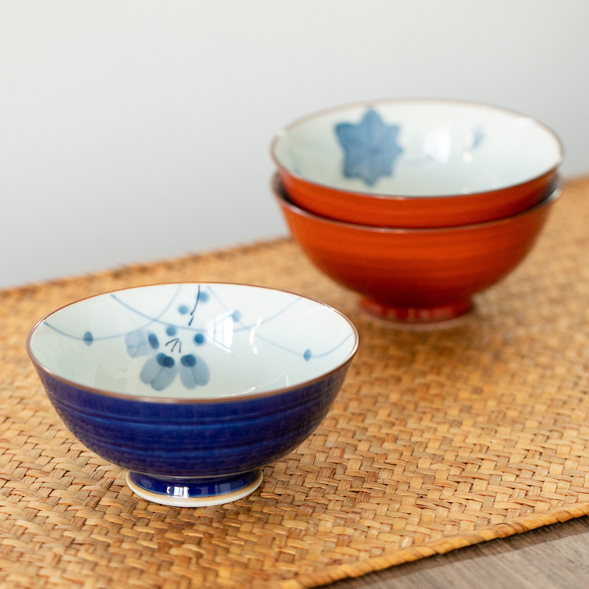 日本进口有田烧青花赤绘枫叶陶瓷小碗日式超轻碗