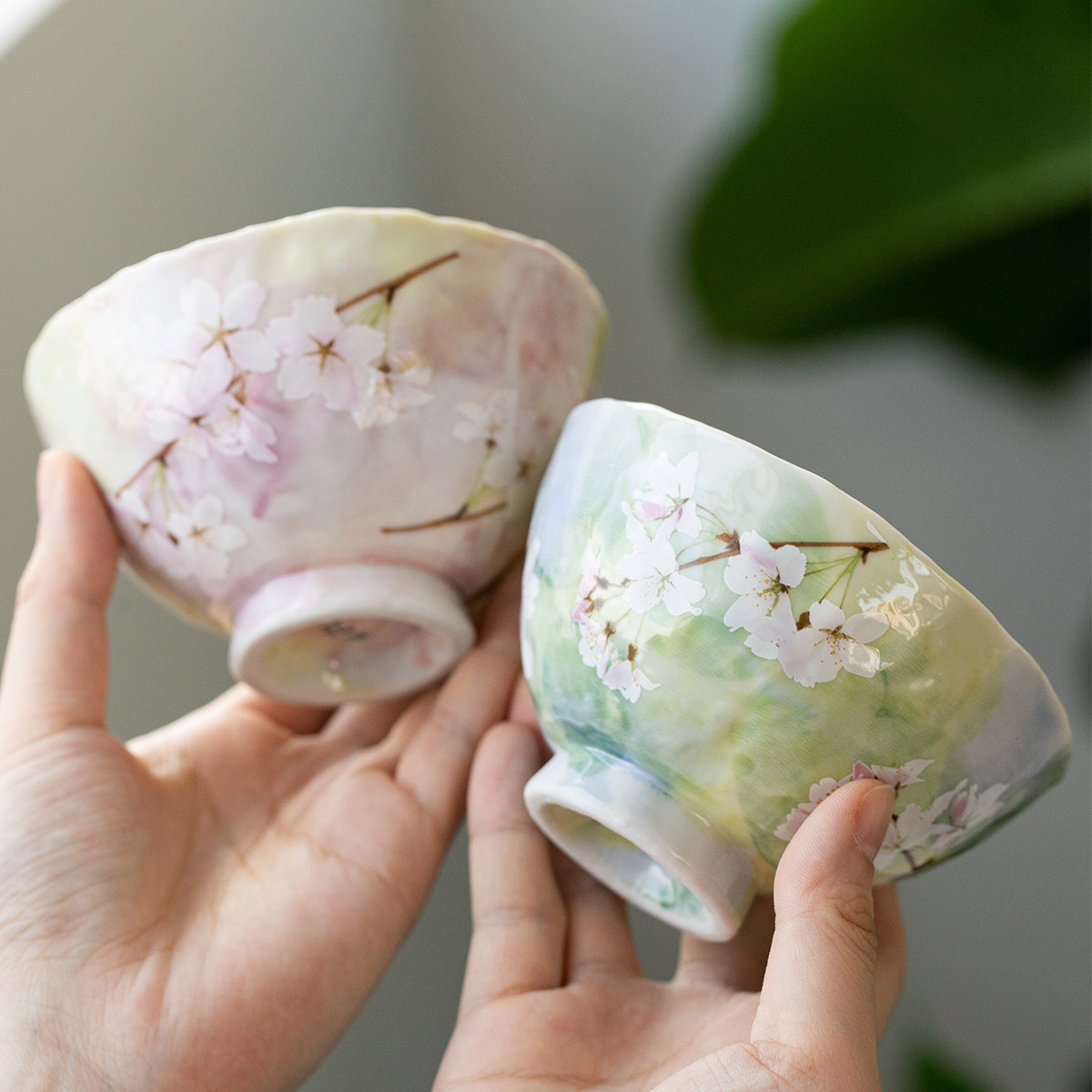 日本进口手绘浪漫樱花陶瓷饭碗日式茶碗礼物粉色碗