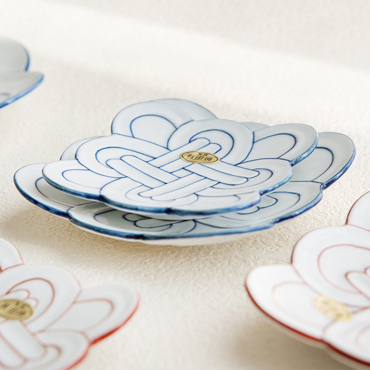 日本进口有田烧田清窑手绘吉祥盘子日式点心碟子盘