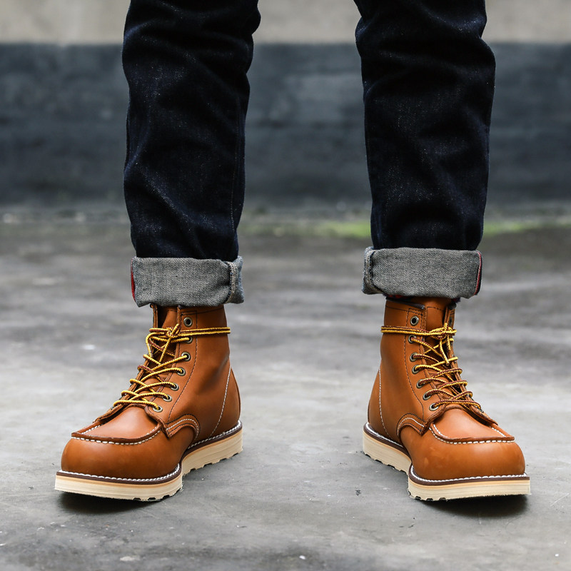 875手工头牛皮高帮复古男女情侣工装古着木村时装靴