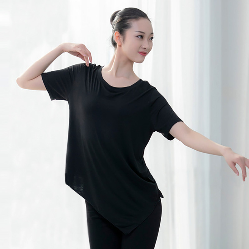 现代舞练功莫代尔大码宽松教师舞蹈不规则广场舞短袖现代舞服装