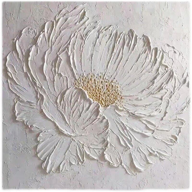 手绘装饰画肌理花卉浮雕挂画现代简约植物卧室客厅现代装饰画