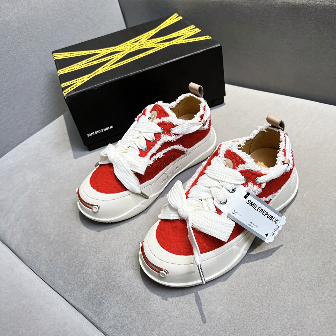 smilerepublic赵思露同款低帮sr帆布鞋开口笑增高男女鞋牛仔蓝色