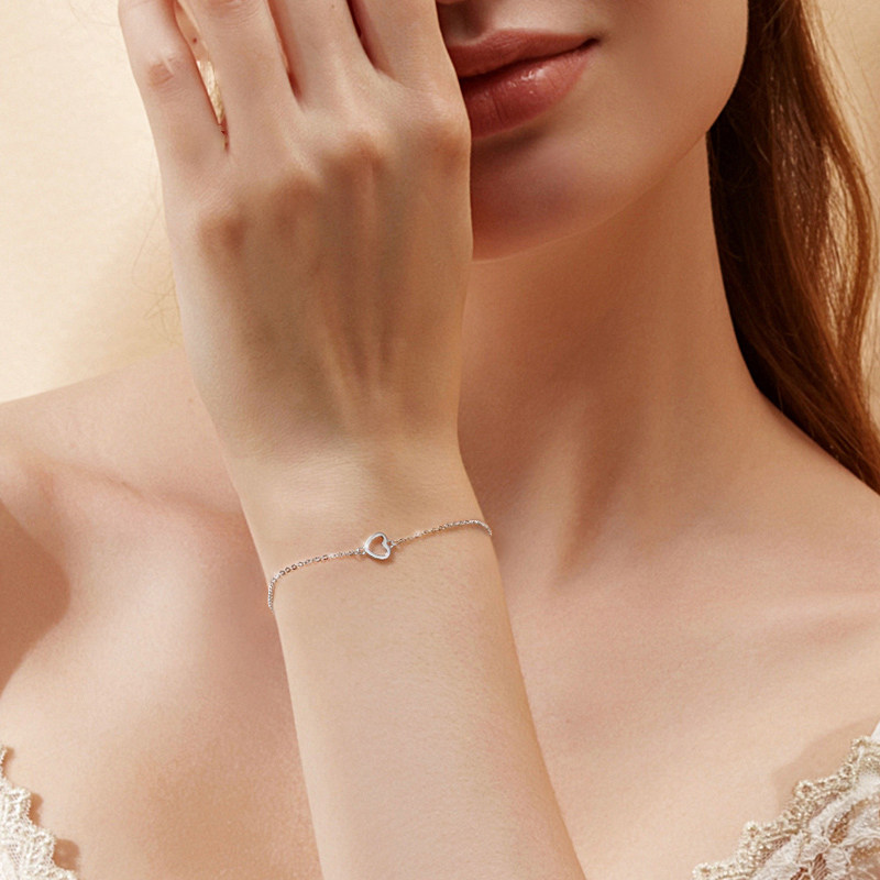 女友fanci范琦珠宝铂金手链爱心白金细款手环手饰