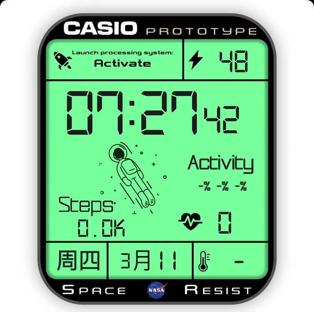 苹果手表网红casio表盘iwatch卡西欧太空人表盘素材资源包模板