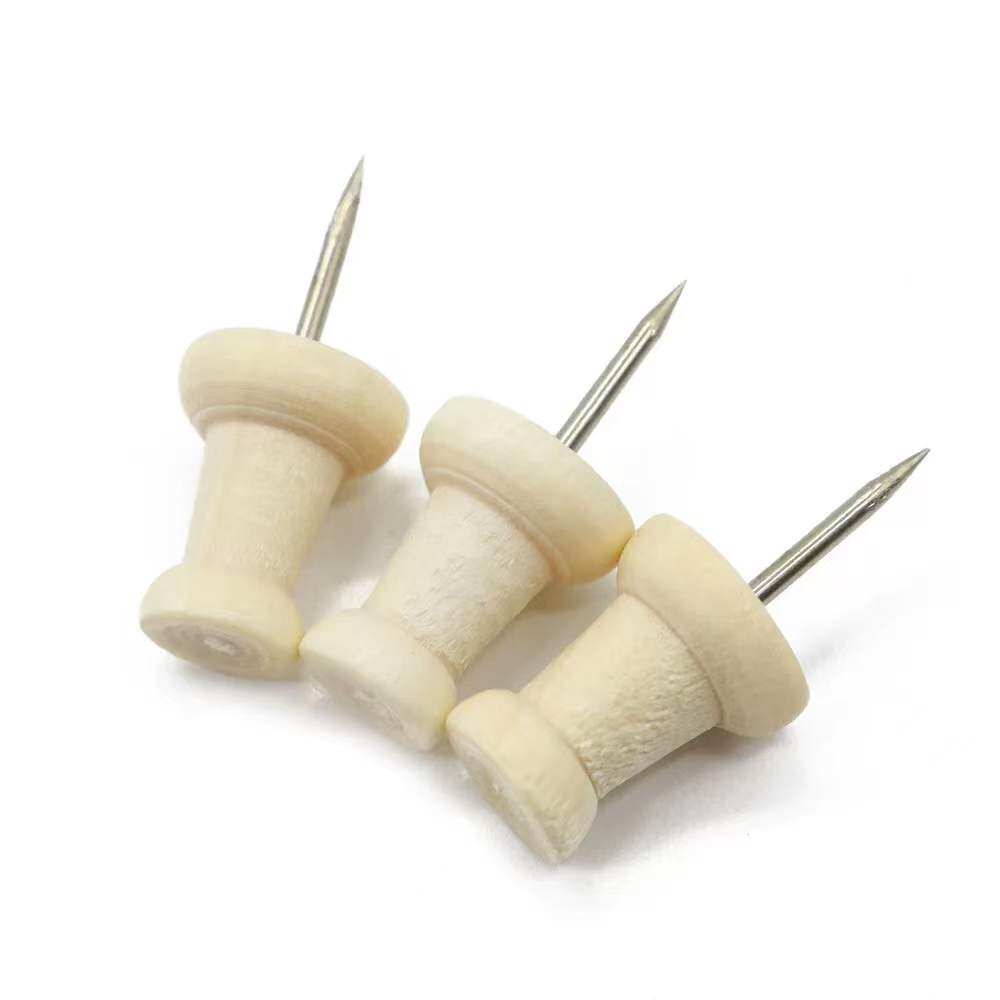 盒装原木木色木质图钉按钉木头工字软木留言板图钉