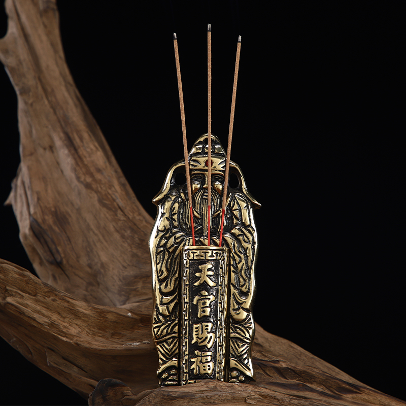 门神挂炉家用纯铜门口土地插香香炉天官赐福香薰炉