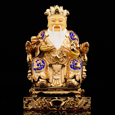 家用福德正神土地神像台湾盛凡纯铜鎏金伯公居家供奉主公摆件