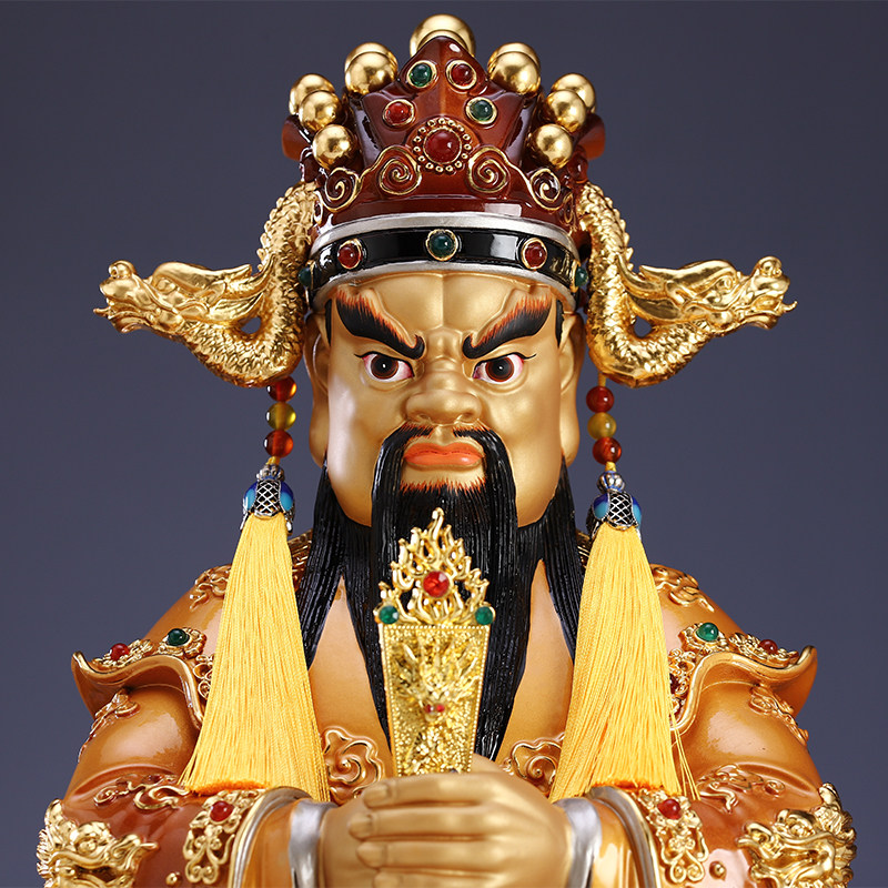 广济龙王纯铜贴金琉晶彩绘菩萨神像五台山龙五爷摆件