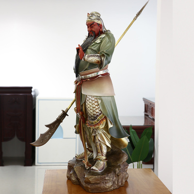 关公神像摆件《捋须关公》纯铜武财神招财客厅玄关供奉关二爷提刀