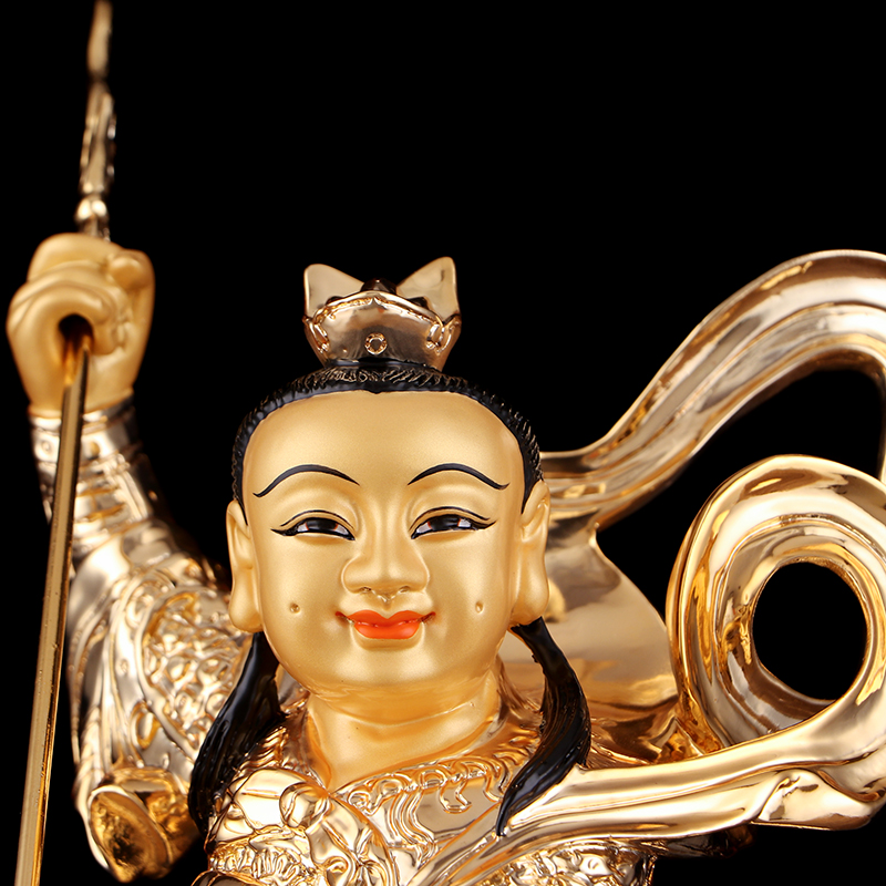 哪吒三太太子神像供像台湾纯铜鎏金佛像居家摆件