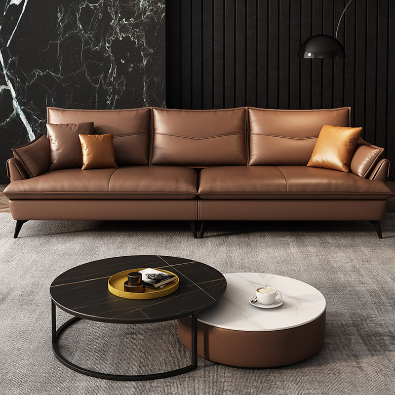 新款意式极简真皮沙发现代简约小户户型直排三人位北欧皮艺沙发