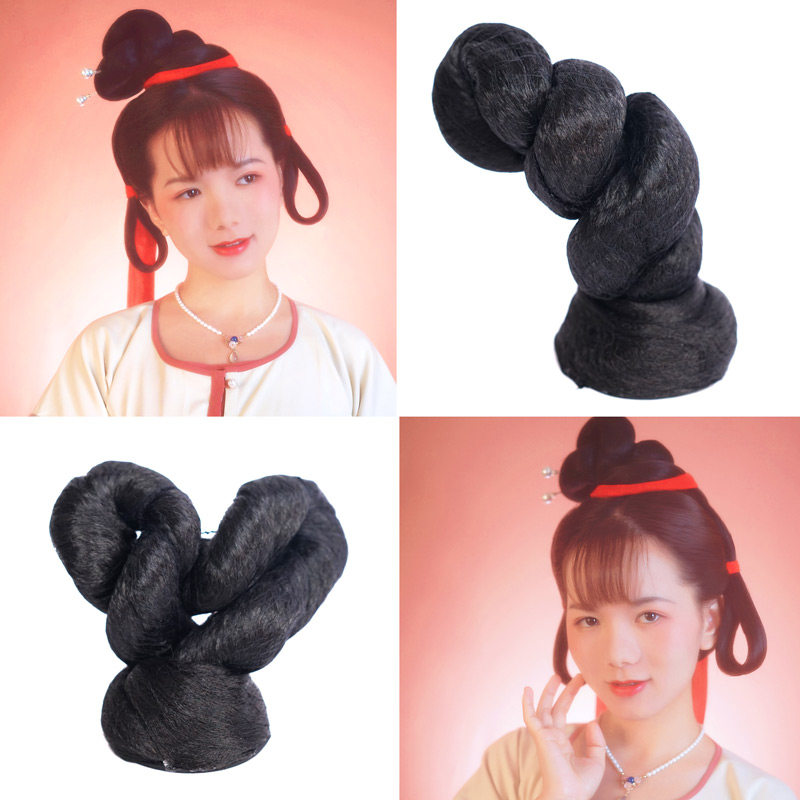 溪亭记灵蛇髻汉服古装造型立式发包麻花发髻发包