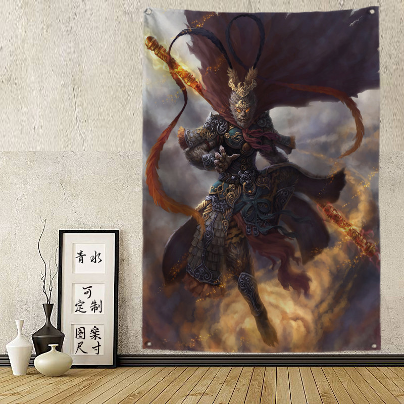 齐天大圣定制挂布纹身装饰孙悟空背景挂毯刺青店家挂毯