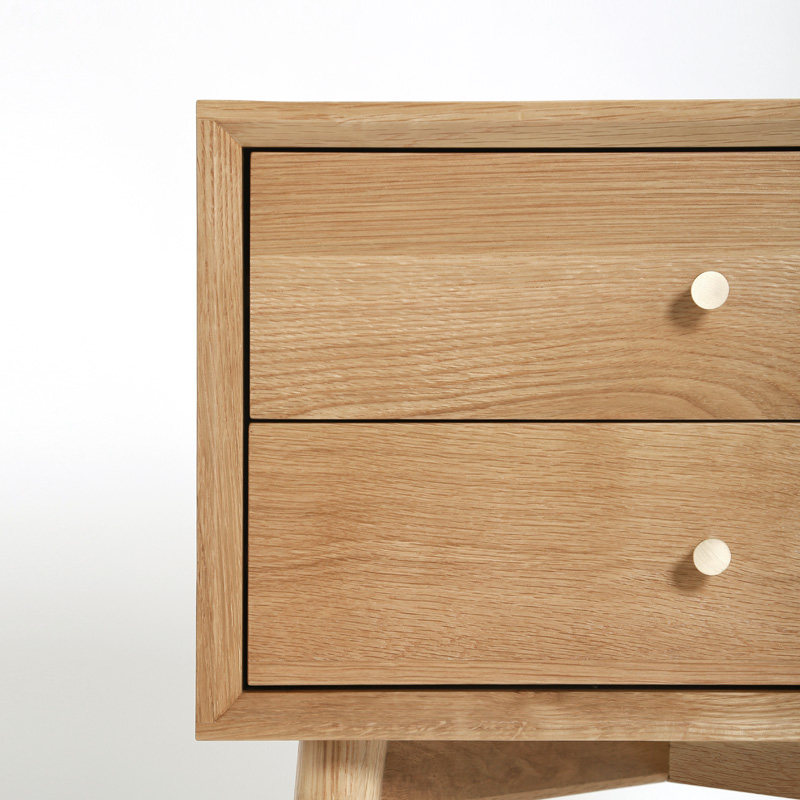 北欧实木床头柜简约现代卧室储物柜带抽屉斗柜白橡木床边柜原木色