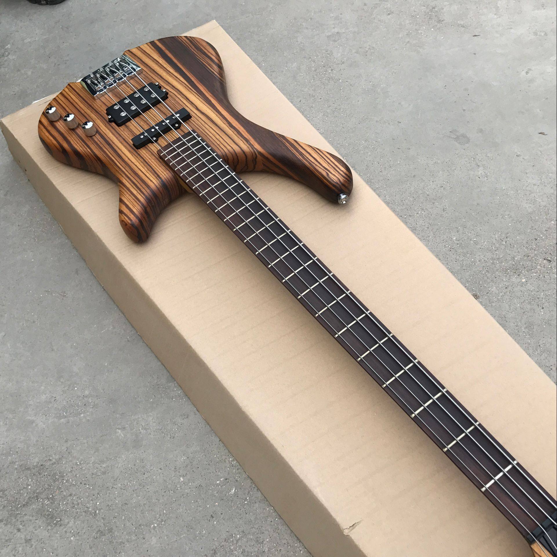 棕色大条纹斑马木电贝司电贝斯可按照要求定制定做电吉他