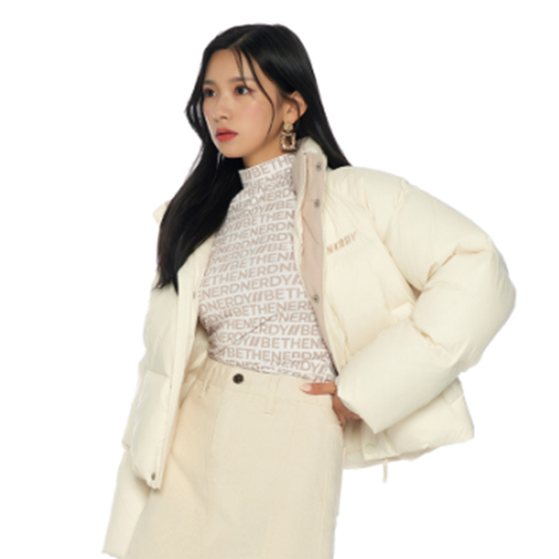 韩国nerdy正品专柜女士短款羽绒服男女女同潮牌羽绒服