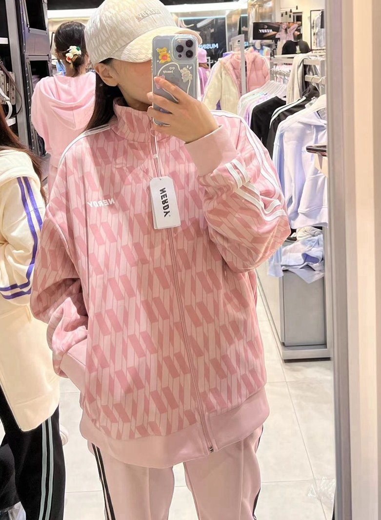 老花款韩国nerdy正品满标运动套装男女外套阔腿裤子直播签字