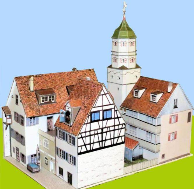 儿童房屋城市建筑古典模型手工纸质3d立体手工折纸