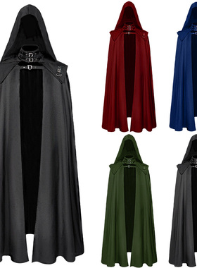 纯色带帽长袍复古法师中世纪外斗篷